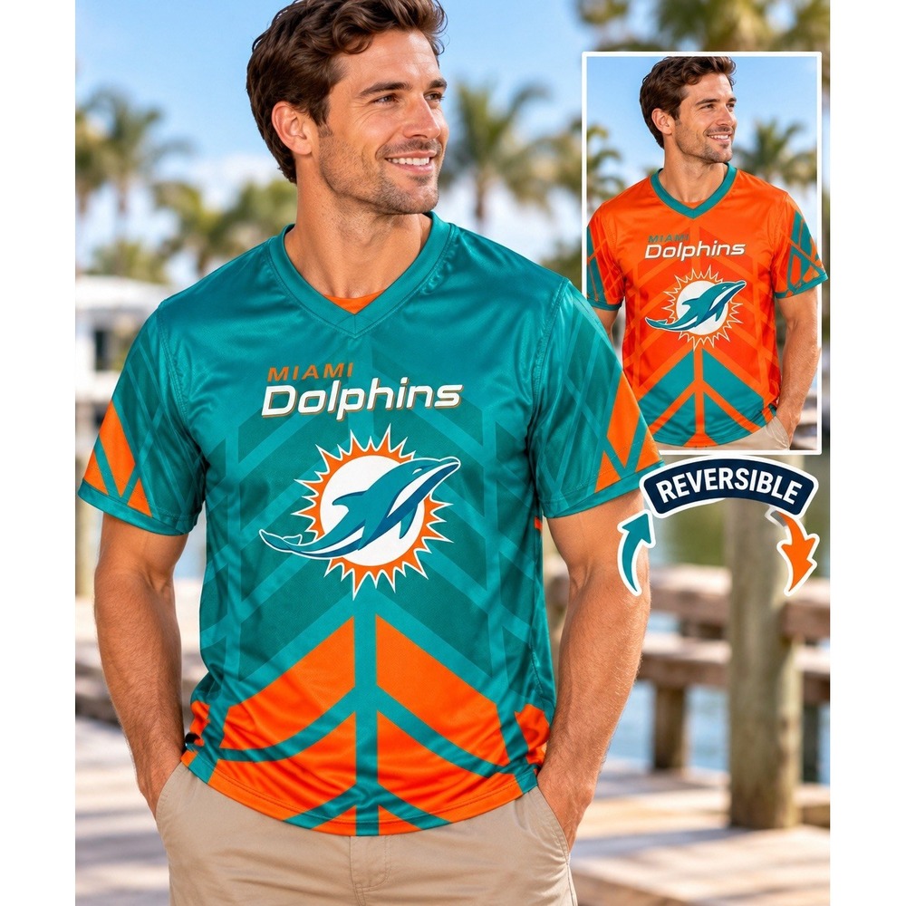Miami Dolphins NFL FLAG Reversible Jersey Adult M Aqua Orange Football